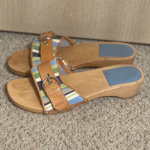Coach Embossed Leather Clog Shoes - Picture 1 of 16